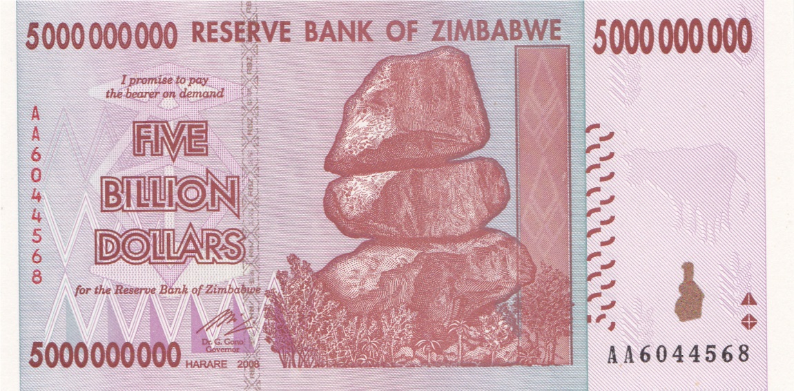 Front of Zimbabwe p84: 5000000000 Dollars from 2008