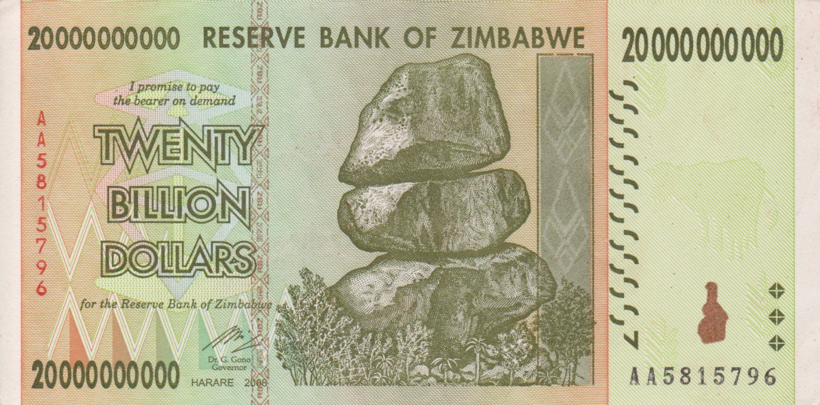 Front of Zimbabwe p86: 20000000000 Dollars from 2008