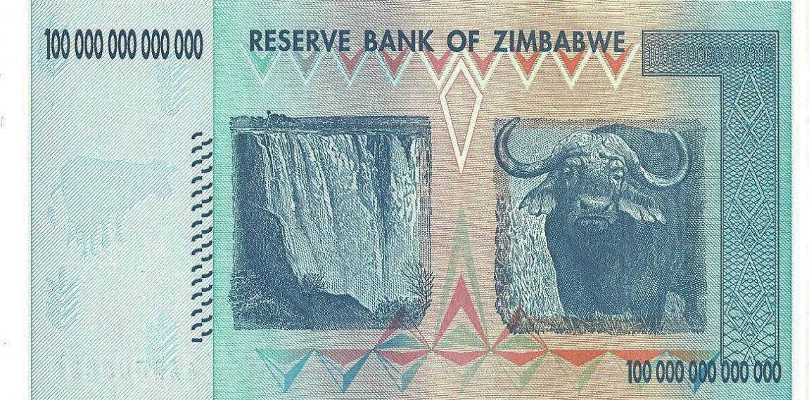 Back of Zimbabwe p91a: 1.0E+14 Dollars from 2008