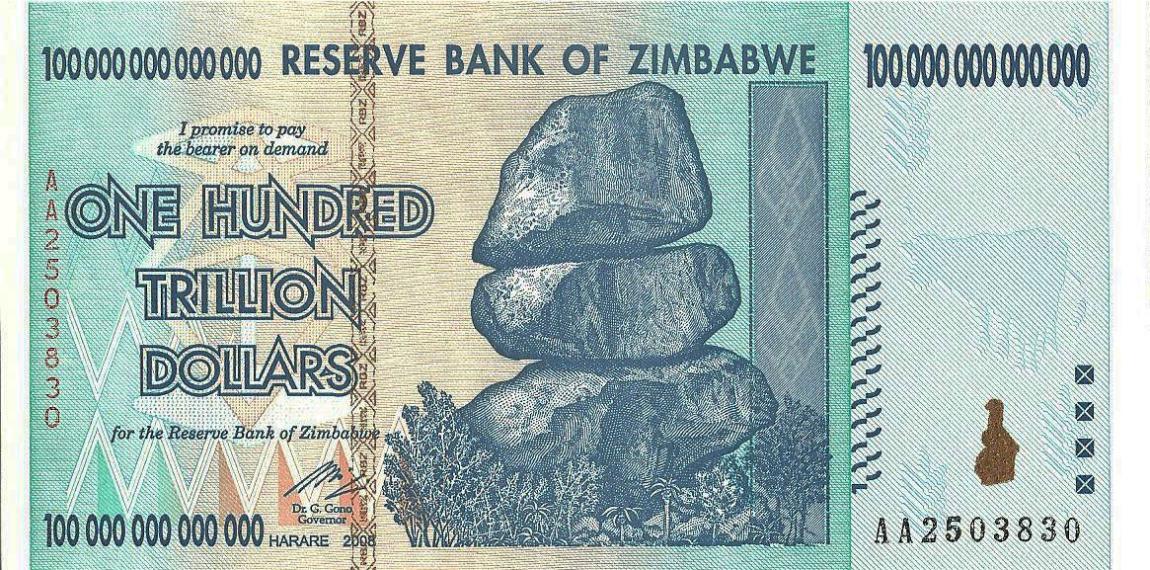 Front of Zimbabwe p91a: 1.0E+14 Dollars from 2008