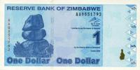 p92 from Zimbabwe: 1 Dollar from 2009