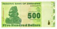 p98 from Zimbabwe: 500 Dollars from 2009