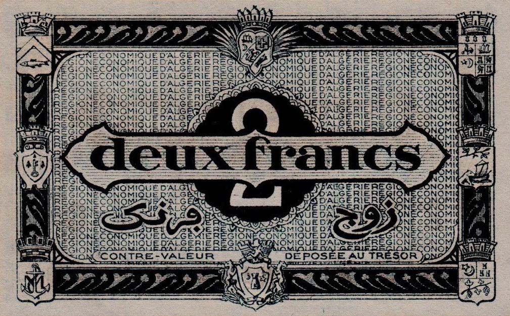 Back of Algeria p102: 2 Francs from 1944