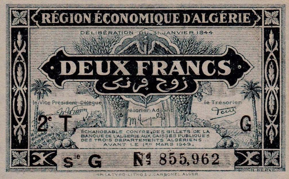 Front of Algeria p102: 2 Francs from 1944