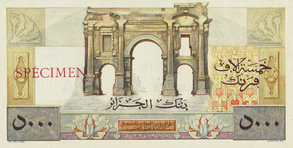 Back of Algeria p105s: 5000 Francs from 1946