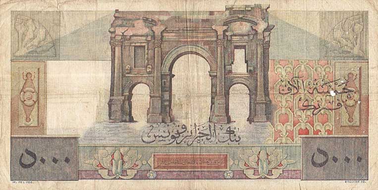 Back of Algeria p108: 5000 Francs from 1949