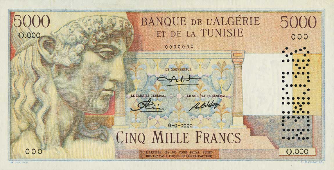 Back of Algeria p109s: 5000 Francs from 1949