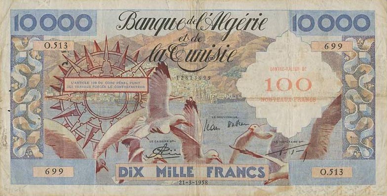 Front of Algeria p114: 10000 Francs from 1958