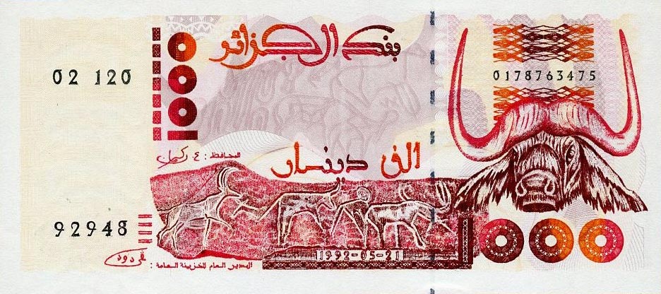 Front of Algeria p140: 1000 Dinars from 1992