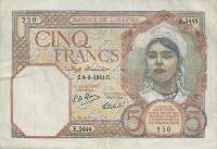 p77a from Algeria: 5 Francs from 1924