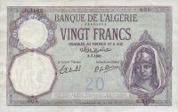 p78c from Algeria: 20 Francs from 1933