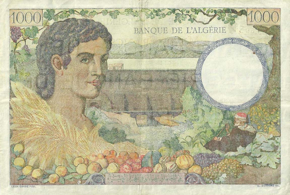 Back of Algeria p89a: 1000 Francs from 1942