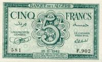 Gallery image for Algeria p91: 5 Francs from 1942