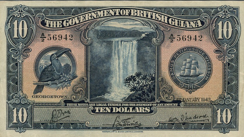 Front of British Guiana p15: 10 Dollars from 1942