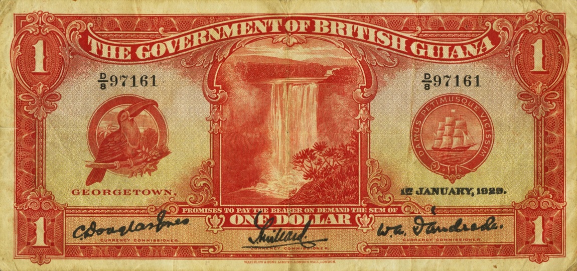Front of British Guiana p6: 1 Dollar from 1929