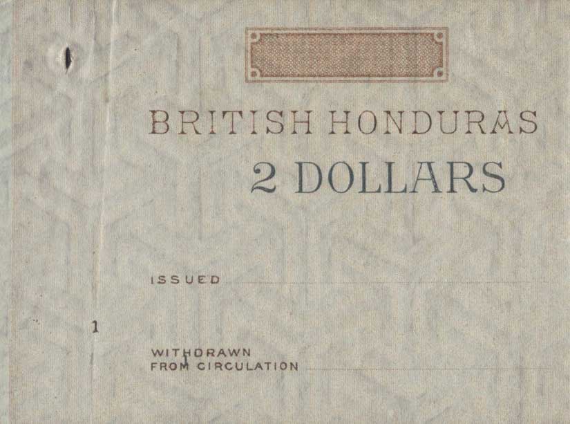 Front of British Honduras p2: 2 Dollars from 1894