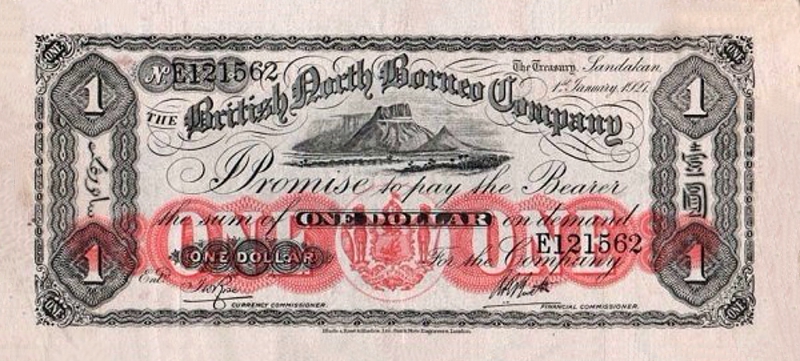 Front of British North Borneo p19: 1 Dollar from 1927