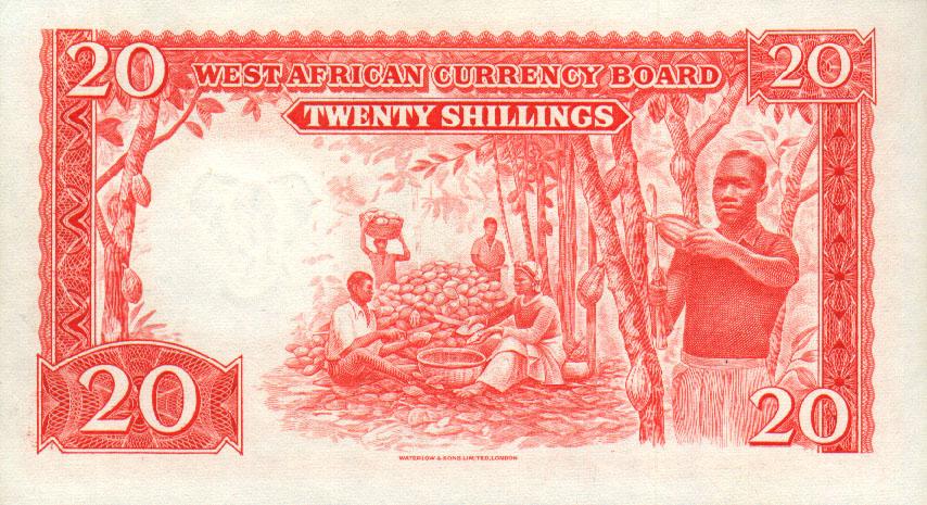 Back of British West Africa p10a: 20 Shillings from 1953