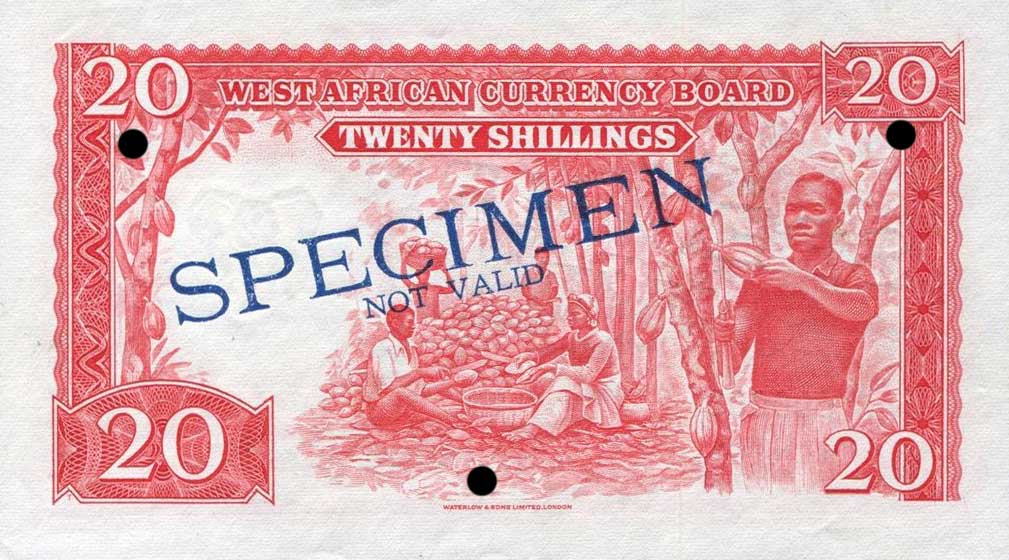 Back of British West Africa p10s: 20 Shillings from 1953