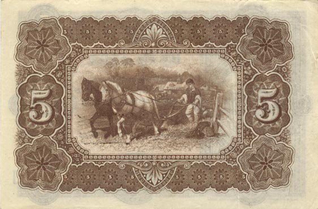 Back of Bulgaria pA6: 5 Leva Srebro from 1899
