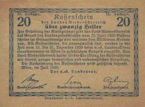 pS113a from Austrian States: 20 Heller from 1920