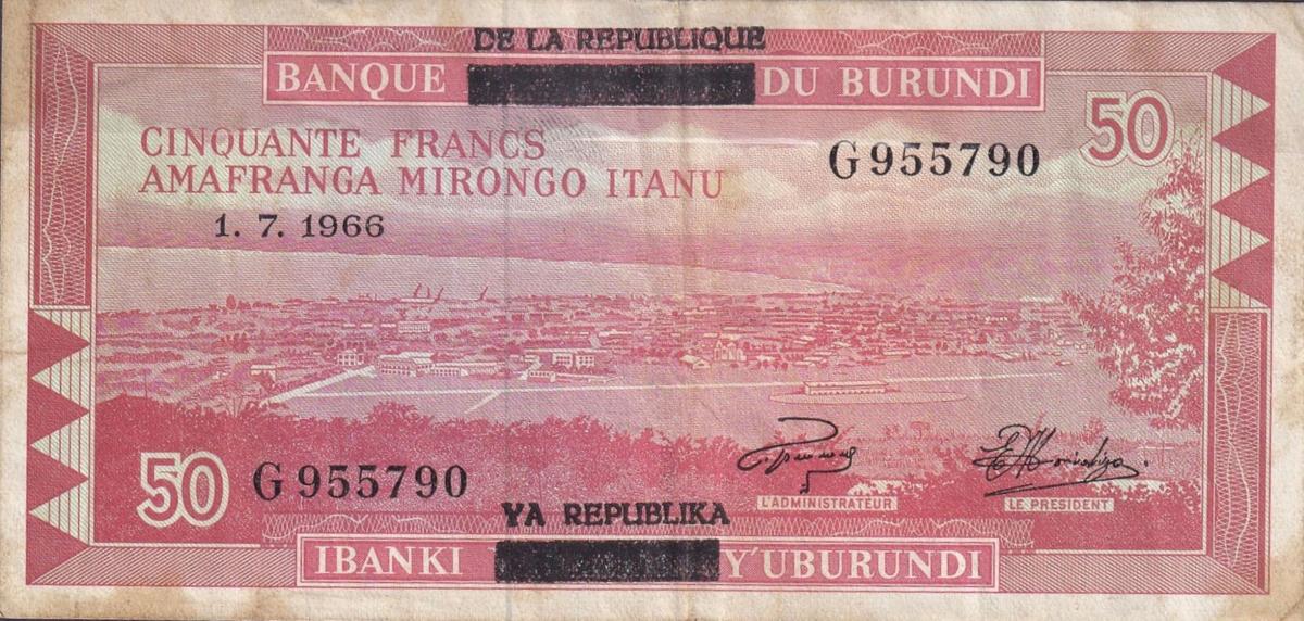 Front of Burundi p11b: 50 Francs from 1966