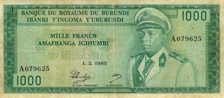 Front of Burundi p14a: 1000 Francs from 1964