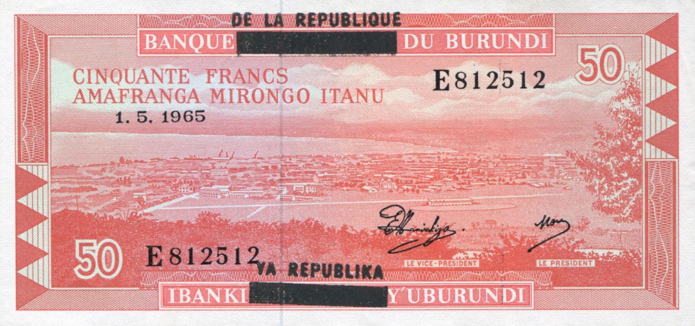 Front of Burundi p16a: 50 Francs from 1964