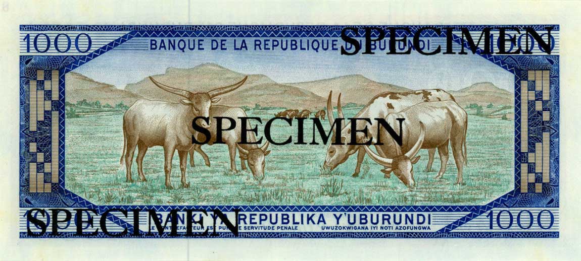 Back of Burundi p25s: 1000 Francs from 1968