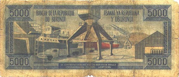 Back of Burundi p26a: 5000 Francs from 1968