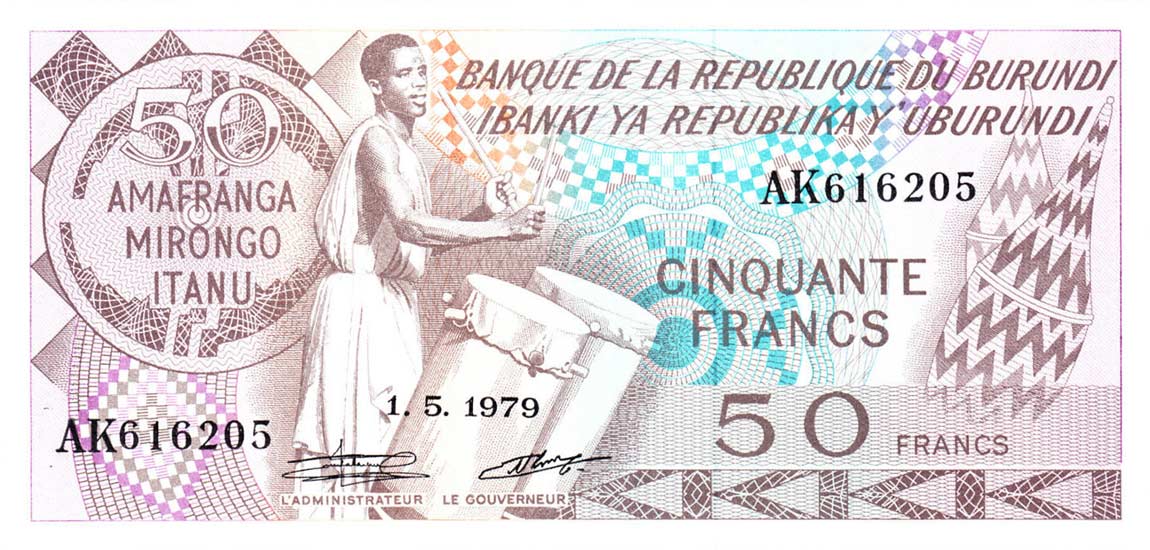 Front of Burundi p28a: 50 Francs from 1977