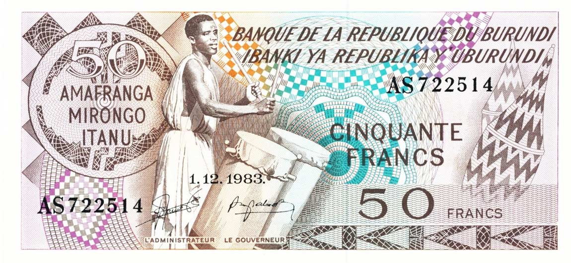 Front of Burundi p28b: 50 Francs from 1981