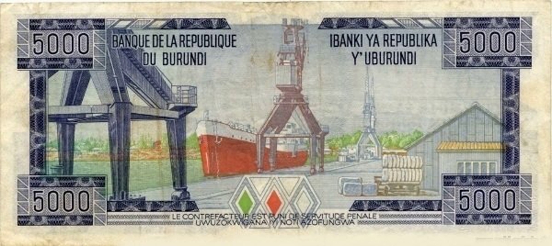 Back of Burundi p32a: 5000 Francs from 1978