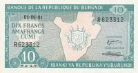 p33a from Burundi: 10 Francs from 1981