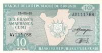 p33c from Burundi: 10 Francs from 1995