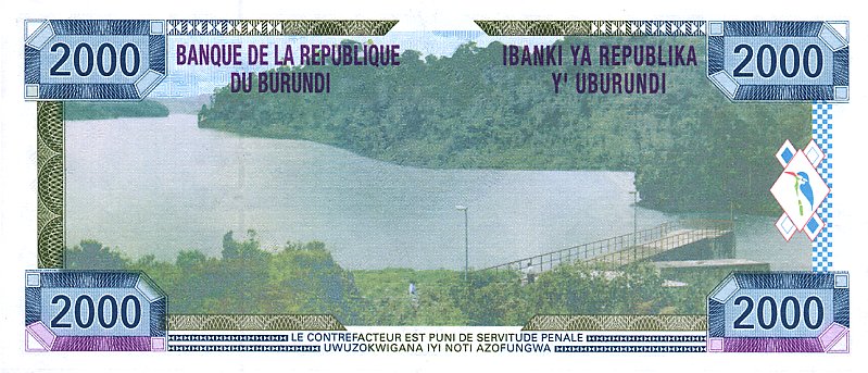 Back of Burundi p41a: 2000 Francs from 2001