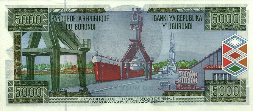 Back of Burundi p42b: 5000 Francs from 2003