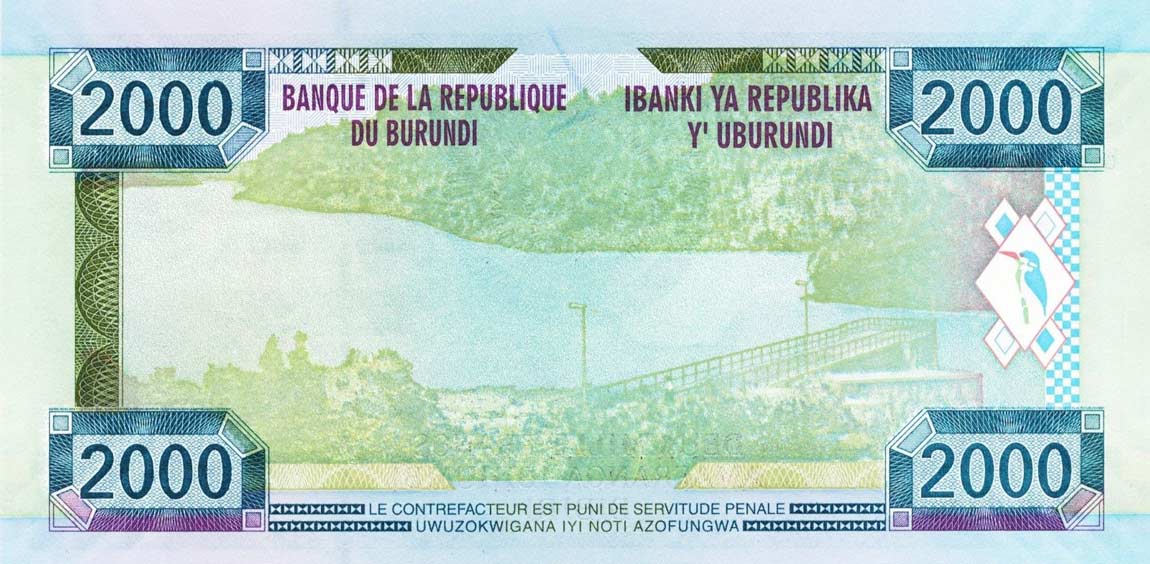 Back of Burundi p47: 2000 Francs from 2008