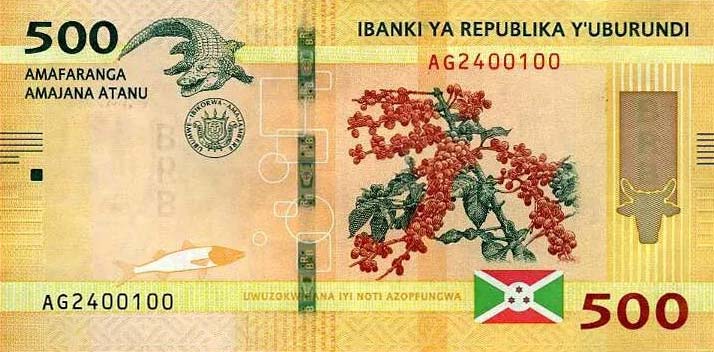 Back of Burundi p50c: 500 Francs from 2023