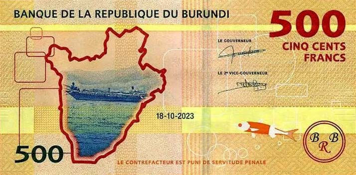 Front of Burundi p50c: 500 Francs from 2023