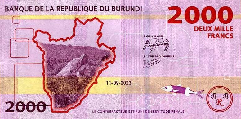 Front of Burundi p52c: 2000 Francs from 2023