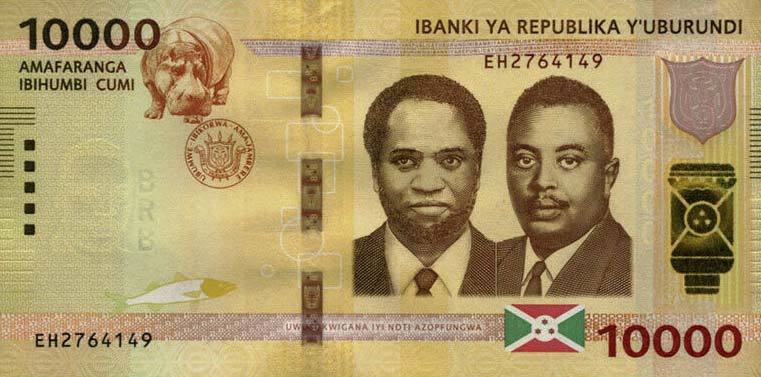 Front of Burundi p54b: 10000 Francs from 2018