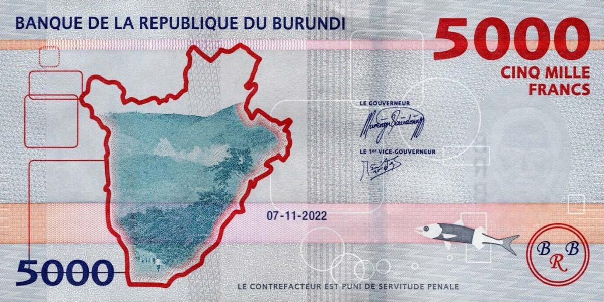 Back of Burundi p58: 5000 Francs from 2022
