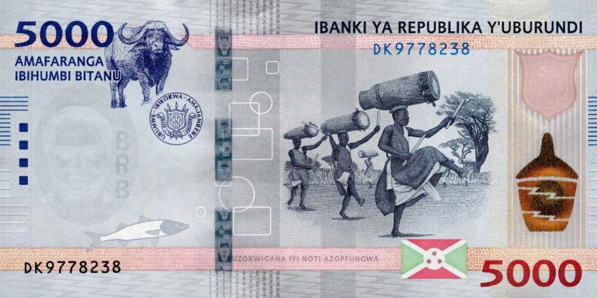 Front of Burundi p58: 5000 Francs from 2022