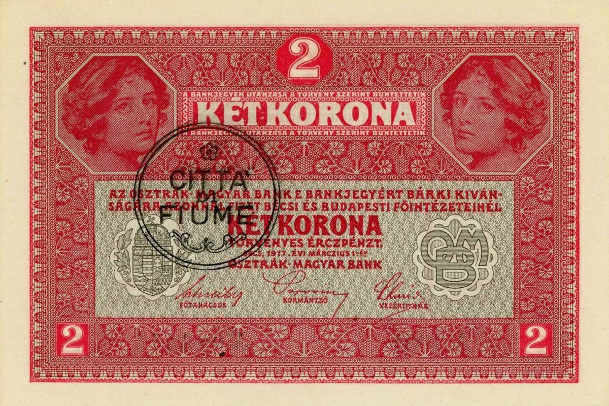 Front of Fiume pS105a: 2 Krone from 1920