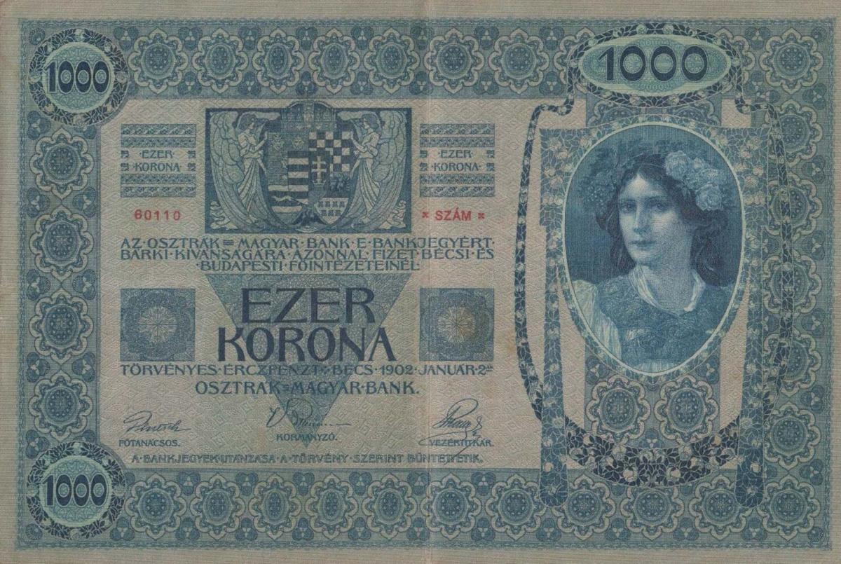 Back of Fiume pS116a: 1000 Krone from 1920