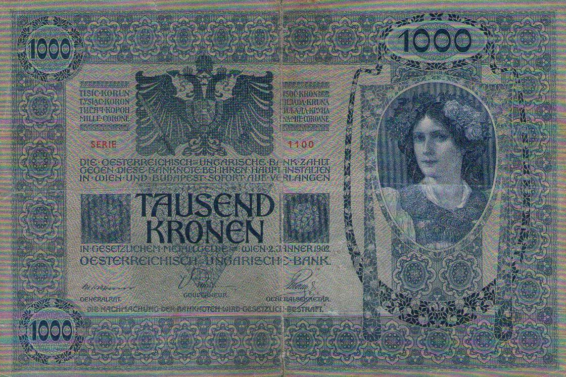 Back of Fiume pS116b: 1000 Krone from 1920