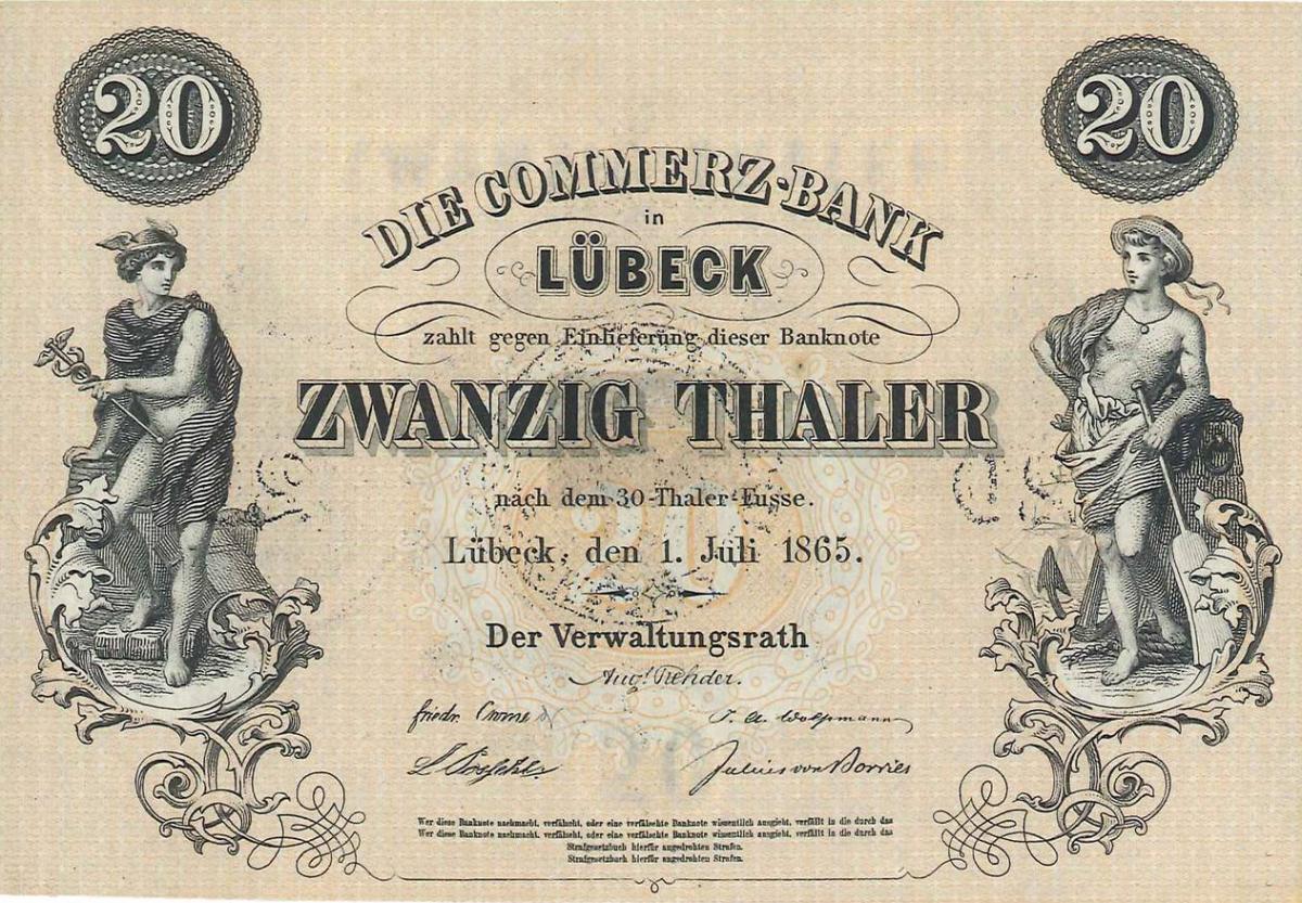 Front of German States pS312: 20 Thalers from 1865