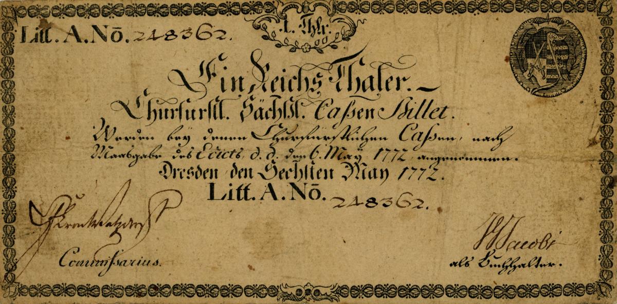 Front of German States pS606: 1 Reichsthaler from 1772