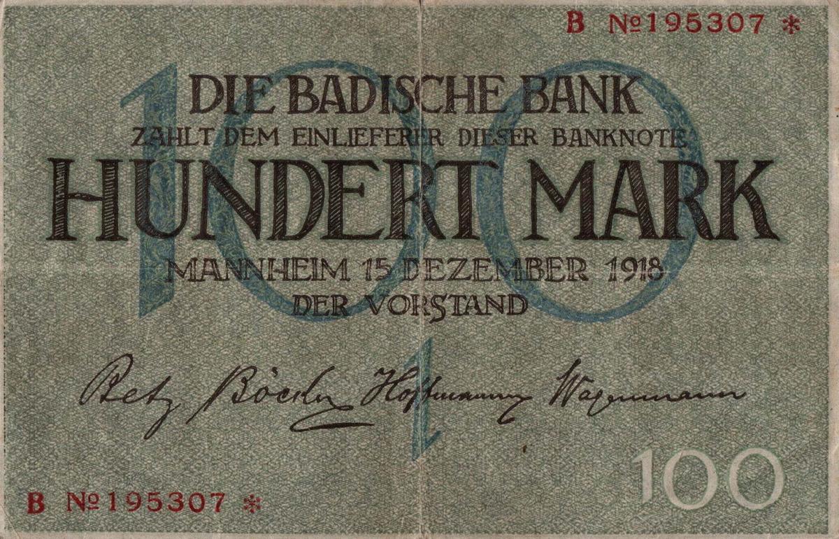 Front of German States pS907: 100 Mark from 1918